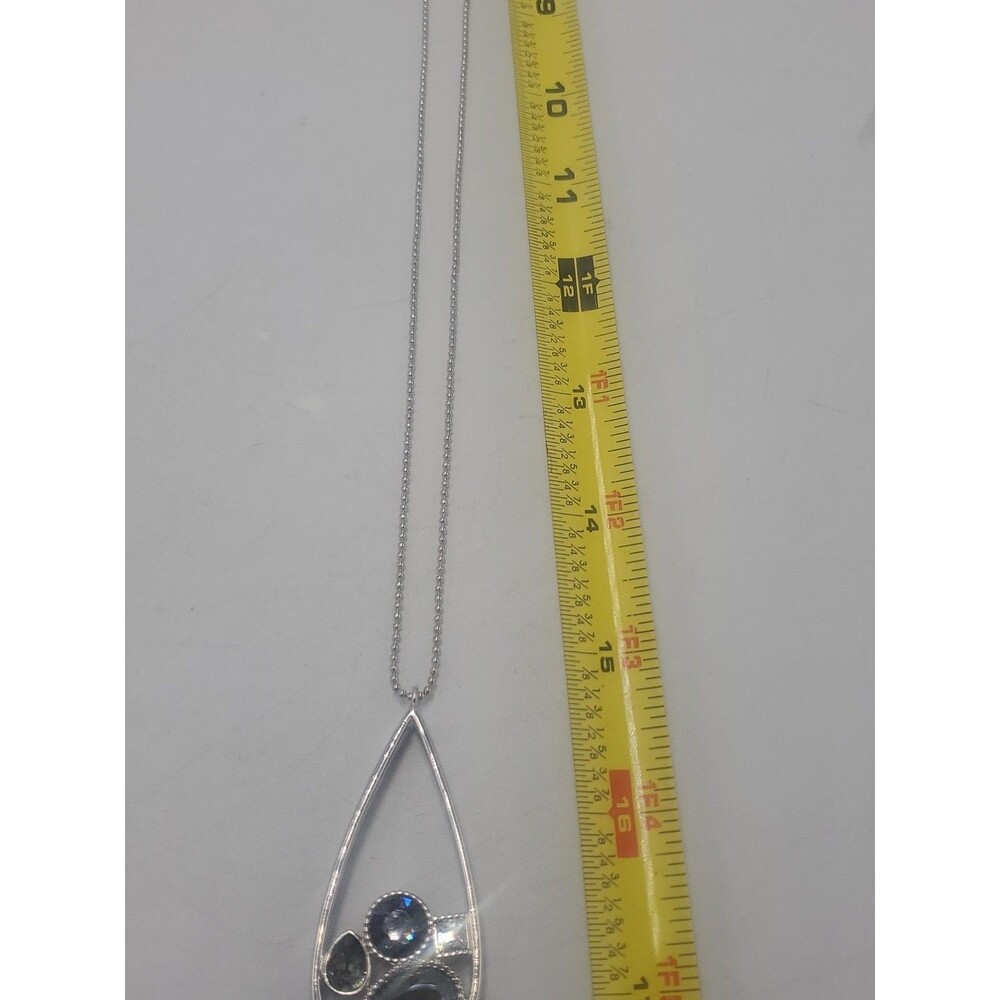 Touchstone Crystal Inside Scoop Pendant Black SilverRhodium Necklace Swarovski💎 - Picture 7 of 8